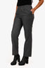 Pre-Loved Chanel™ 2018 Grey Wool Pinstripe Straight Leg Trousers Size 38