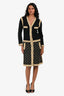 Pre-Loved Chanel™ 2015 Black Silk/Cashmere Buttoned 'Coco Brasserie' Jacket Dress Size 36