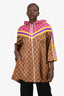 Gucci Brown Technical Jersey GG Logo Hooded Jacket Dress Size S