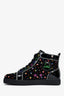 Christian Louboutin Black Suede Multi Crystal Embellished Mid Sneakers Size 37