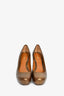 Fendi Bronze Leather Monogram Round Heels Size 36.5