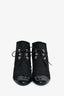 Pre-Loved Chanel™ Black Suede Lace Up Oxford Heeled Booties with Faux Pearl Detail Size 38