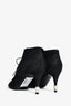 Pre-Loved Chanel™ Black Suede Lace Up Oxford Heeled Booties with Faux Pearl Detail Size 38