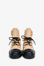 Pre-Loved Chanel™ Beige/Black Quilted Leather Chain Link CC Combat Boots Size 37