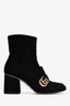 Gucci Black Suede Fringe GG Heeled Ankle Boots Size 37.5
