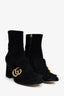 Gucci Black Suede Fringe GG Heeled Ankle Boots Size 37.5