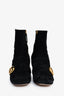 Gucci Black Suede Fringe GG Heeled Ankle Boots Size 37.5