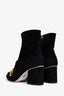 Gucci Black Suede Fringe GG Heeled Ankle Boots Size 37.5