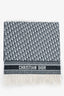 Christian Dior Blue/White Oblique Cashmere Fringe Scarf
