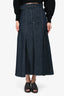Emilia Wickstead Dark Denim Belted Midi Skirt Size 4
