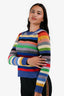 Marc Jacobs Multicolour Cashmere Striped Distressed Sweater Size XS