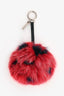 Fendi Red/Black Fur Bag Charm