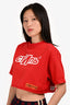 Heron Preston Red Printed Cropped T-Shirt Size XS