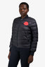 Moncler Navy/Red Logo Patch Thin Down Jacket Size 4