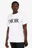 Christian Dior White Logo Safety Pin Embroidered Short Sleeve T-Shirt Size M Mens