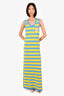 Gucci Blue/Yellow Striped Dog Patch Sleeveless Maxi Dress Size M