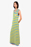 Gucci Blue/Yellow Striped Dog Patch Sleeveless Maxi Dress Size M