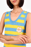 Gucci Blue/Yellow Striped Dog Patch Sleeveless Maxi Dress Size M
