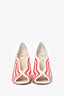 Fendi White/Red Striped Leather Block Heel Pumps Size 39