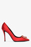 Roger Vivier Red Satin Crystal Heels Size 39