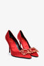 Roger Vivier Red Satin Crystal Heels Size 39