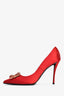 Roger Vivier Red Satin Crystal Heels Size 39