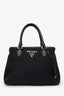 Prada Black Tessuto Nylon Saffiano Small Tote With Strap