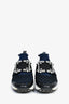 Roger Vivier Navy Nylon Crystal Buckle 'Viv' Run Sneakers Size 36.5