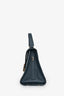 Valextra Navy Leather 'Iside' Top Handle Bag with Strap