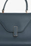 Valextra Navy Leather 'Iside' Top Handle Bag with Strap