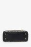 Christian Dior 2018 Black Leather Gold 'Clovers' Embroidered Mini Lady Dior