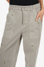 AG Jeans Grey Floral Embroidered Cargo Pants Size 27