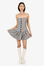 Majorelle Brown Checked Heart Embroidered Bustier Mini Dress Size M