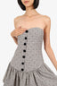 Majorelle Brown Checked Heart Embroidered Bustier Mini Dress Size M