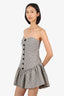 Majorelle Brown Checked Heart Embroidered Bustier Mini Dress Size M