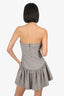 Majorelle Brown Checked Heart Embroidered Bustier Mini Dress Size M