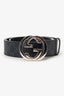 Gucci Black Leather Interlocking G Buckle Belt Size 110