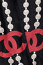 Pre-Loved Chanel™ Black Silk Pearl CC Bandeau Scarf