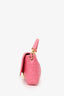 Fendi Pink Leather Nappa FF 1974 Embossed Large Baguette Bag with Strap