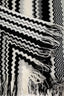 Missoni Black/Wool Chevron Knit Fringed Scarf