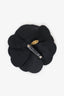 Pre-Loved Chanel™ Black Velvet Camellia Flower Brooch