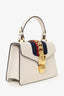 Gucci White Leather Small Web Detail Sylvie Bag with Straps