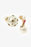 Christian Dior Gold Plated Pearl Drop Asymmetrical Earrings