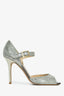 Jimmy Choo Silver Glitter 'Articolo' Heels Size 37.5