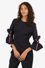Roksanda Black/Pink Bow Detail Three-Quarter Sleeve Blouse Size 12