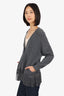 Brunello Cucinelli Grey Cashmere Beaded Fringed Detail Cardigan Size M