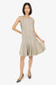Ralph Lauren Grey/Green Wool/Silk Striped Dress Size 14
