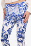 Roberto Cavalli Blue/White Cotton Floral Capri Pants Size 40