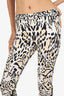 Roberto Cavalli White Cotton Leopard Print Capri Pants Size 42