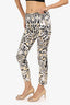 Roberto Cavalli White Cotton Leopard Print Capri Pants Size 42